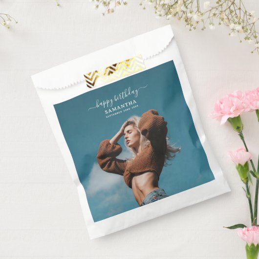 カスタム写真バースデーパーティーセルフィー写真 フェイバーバッグ (封をした状態)