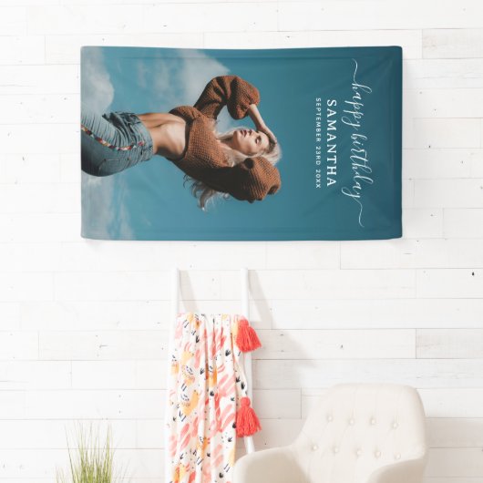 カスタム写真バースデーパーティーセルフィー写真 横断幕 (インサイチュ)