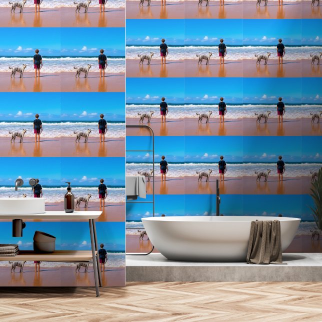 カスタム写真パーソナライズされたデザイン自分の写真 壁紙 (浴室)