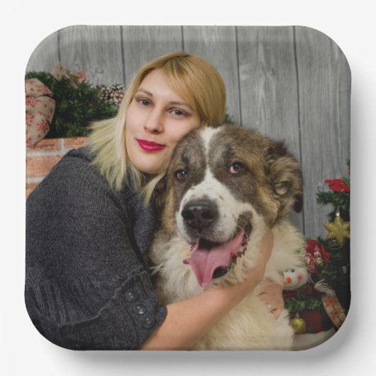 カスタム写真パーソナライズされたモダン ペーパープレート (正面)