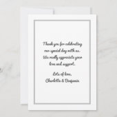 カスタム写真パーソナライズされたロスタイリッシュンチ結婚ア サンキューカード (裏面)