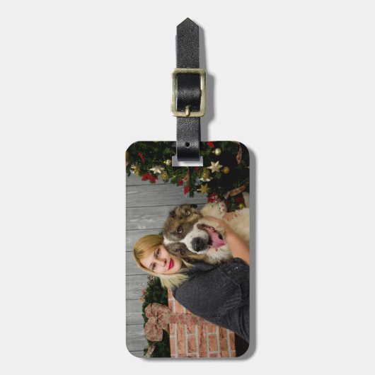 カスタム写真パーソナライズされた両面 ラゲッジタグ (正面縦)