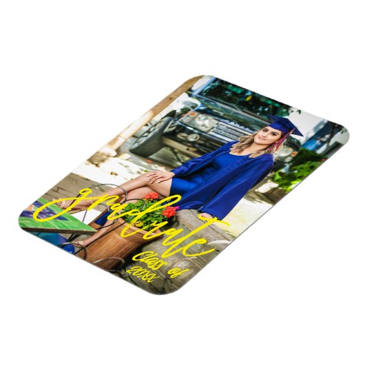 カスタム写真パーソナライズされた卒業発表 マグネット (左側)