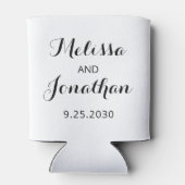 カスタム写真パーソナライズされた名の結婚日付 缶クーラー (裏面)