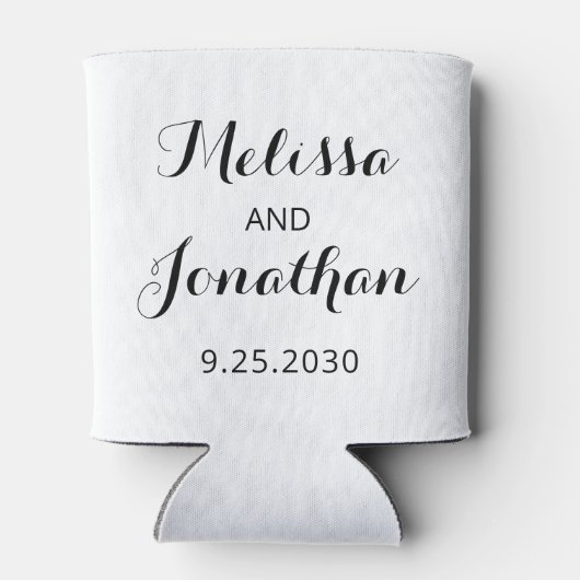 カスタム写真パーソナライズされた名の結婚日付 缶クーラー (裏面)