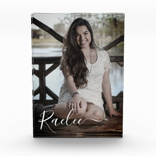 カスタム写真パーソナライズされた名エレガントKeepsake フォトブロック (正面)