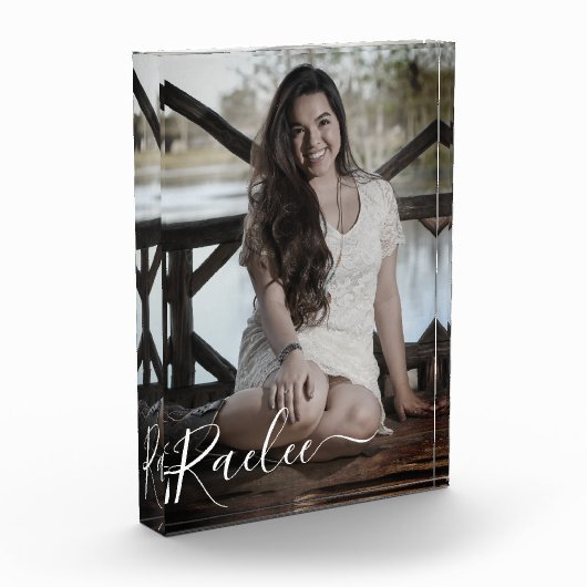 カスタム写真パーソナライズされた名エレガントKeepsake フォトブロック (左)