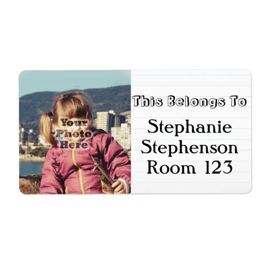 カスタム写真パーソナライズされた名学校蔵書票 ラベル (正面)