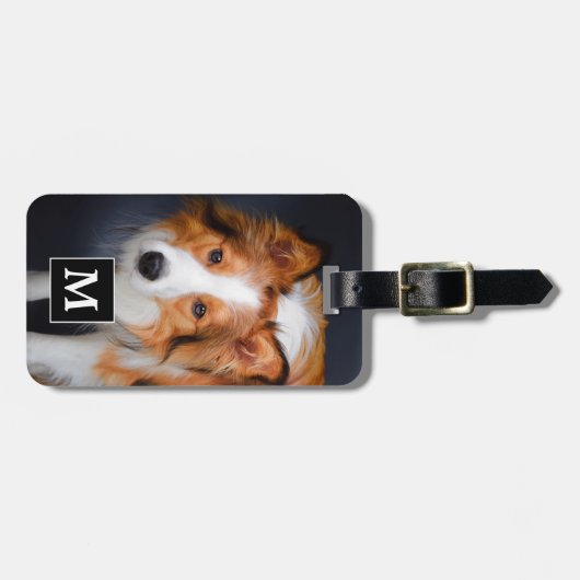 カスタム写真パーソナライズされた家族ペットドッグモノグラム ラゲッジタグ (正面横)