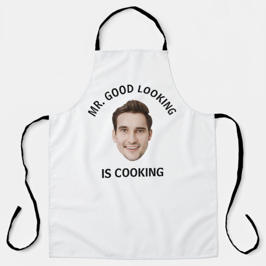 カスタム写真パーソナライズされた文字彼の女性男性 エプロン (正面)