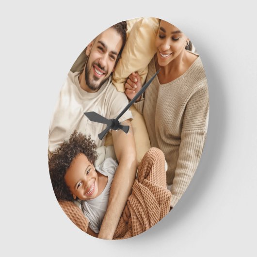 カスタム写真パーソナライズされた時計 ラージ壁時計 (傾斜)