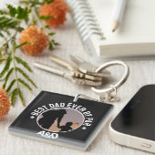 カスタム写真パーソナライズされた最高のパパEverバー キーホルダー (正面右)
