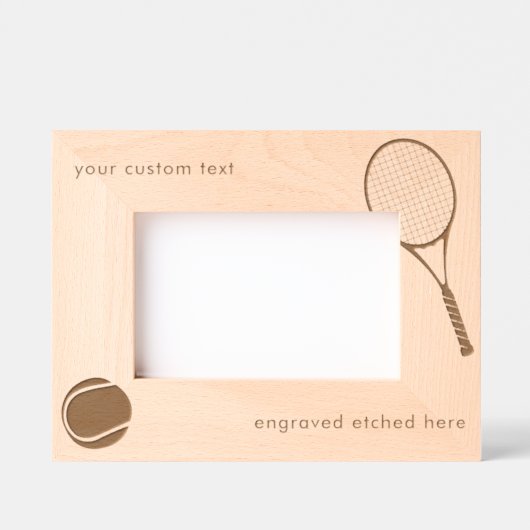 カスタム写真パーソナライズされた枠テニス レーザー彫刻フレーム (正面)
