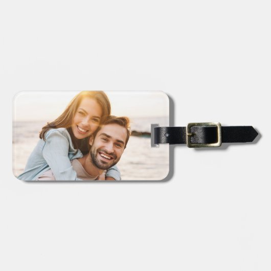 カスタム写真パーソナライズされた識別ブラウン ラゲッジタグ (正面横)