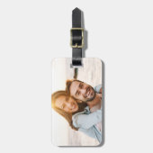 カスタム写真パーソナライズされた識別ブラウン ラゲッジタグ (正面縦)
