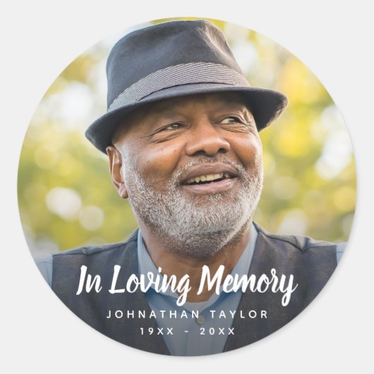 カスタム写真パーソナライズされた追悼式 ラウンドシール (正面)