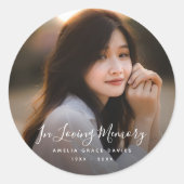 カスタム写真パーソナライズされた追悼式 ラウンドシール (正面)