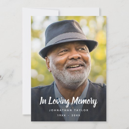 カスタム写真パーソナライズされた追悼式 招待状 (正面)