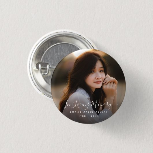カスタム写真パーソナライズされた追悼式 缶バッジ (正面&裏面)