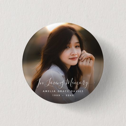 カスタム写真パーソナライズされた追悼式 缶バッジ (正面)