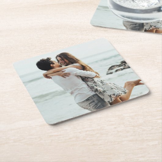 カスタム写真パーソナライズされた スクエアペーパーコースター (アングル)