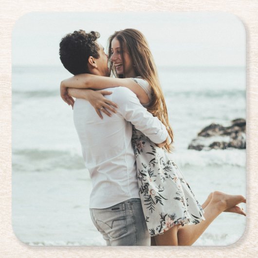 カスタム写真パーソナライズされた スクエアペーパーコースター (正面)