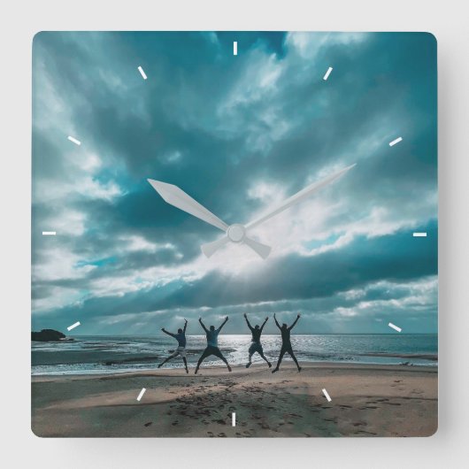 カスタム写真パーソナライズされた スクエア壁時計 (正面)