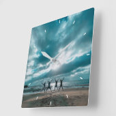 カスタム写真パーソナライズされた スクエア壁時計 (傾斜)