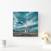 カスタム写真パーソナライズされた スクエア壁時計 (ホーム)