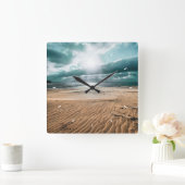 カスタム写真パーソナライズされた スクエア壁時計 (ホーム)