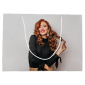 カスタム写真パーティー自撮写真写真 ラージペーパーバッグ (裏面)