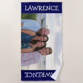 カスタム写真ビーチタオル海軍 – 贈パーソナライズされたり物 ビーチタオル (正面)