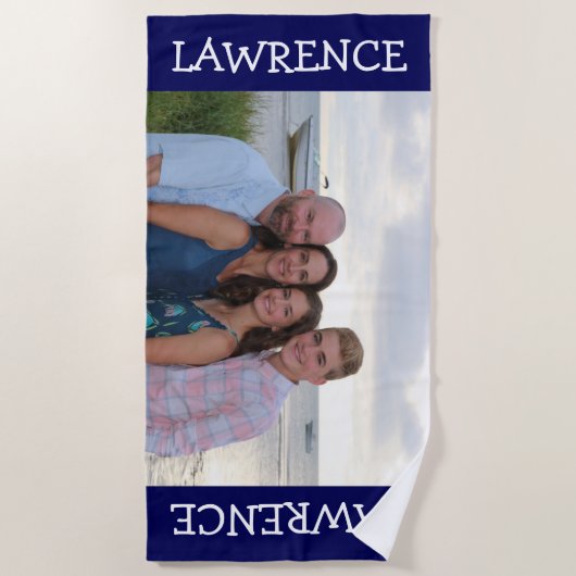 カスタム写真ビーチタオル海軍 – 贈パーソナライズされたり物 ビーチタオル (正面)