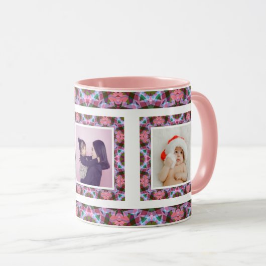 カスタム写真ピンク柄お母さんの日ママ母ミイラ マグカップ (正面右)