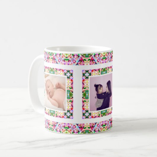 カスタム写真ピンク色の緑の母の日の母のキープサケ コーヒーマグカップ (正面左)