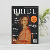 カスタム写真ファッション雑誌カバーブライダルシャワー 招待状 (スタンド正面)