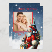 カスタム写真ファミリークリスマスカード 招待状 (正面/裏面)