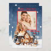 カスタム写真ファミリークリスマスカード 招待状 (正面/裏面)