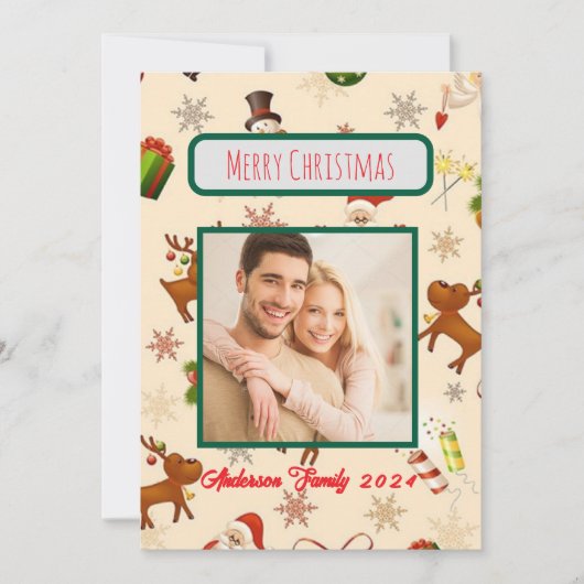 カスタム写真ファミリークリスマスカード 招待状 (正面)
