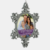 カスタム写真ファミリークリスマス スノーフレークピューターオーナメント (左)