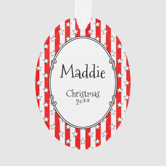 カスタム写真フレームUSAアメリカ国旗の愛国的おもしろい オーナメント (裏面)