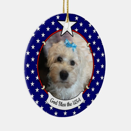 カスタム写真フレームUSAアメリカ国旗の愛国的おもしろい セラミックオーナメント (右)