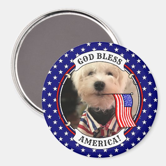 カスタム写真フレームUSAアメリカ国旗の愛国的おもしろい マグネット (正面/裏面)