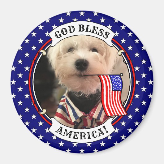 カスタム写真フレームUSAアメリカ国旗の愛国的おもしろい マグネット (正面)