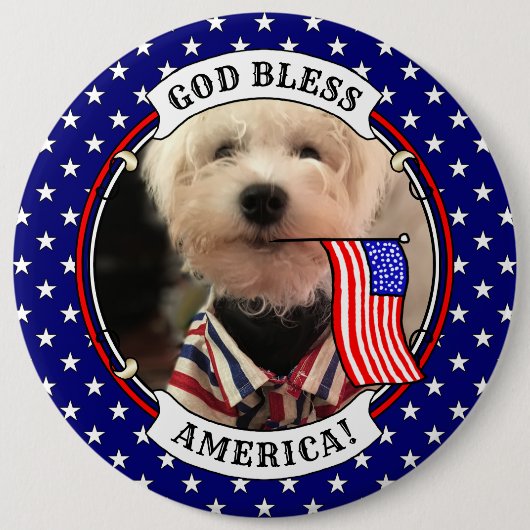 カスタム写真フレームUSAアメリカ国旗の愛国的おもしろい 缶バッジ (正面)