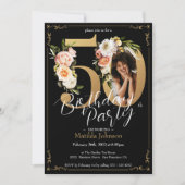 カスタム写真フローラ保保50誕生日 招待状 (正面)