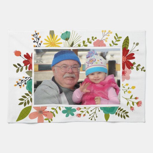 カスタム写真フローラ枠テンプレートキッチンタオル キッチンタオル (横)