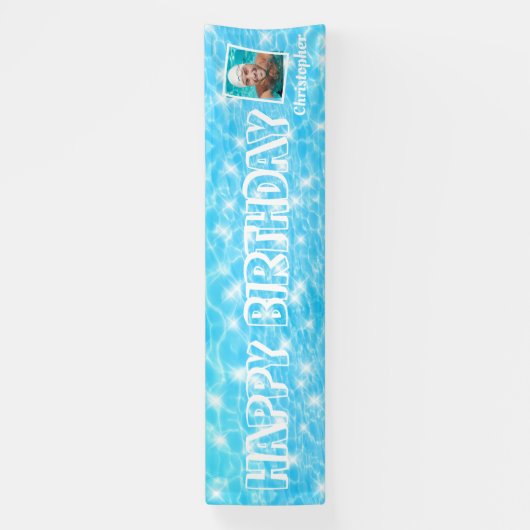 カスタム写真プールの誕生日パーティプールの水リップル 横断幕 (縦)