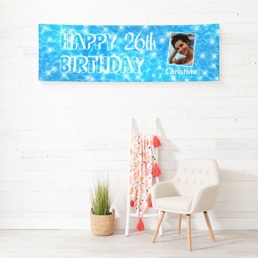 カスタム写真プール誕生日パーティー水リップルプール 横断幕 (インサイチュ)