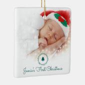 カスタム写真ベビーの初めてのクリスマス セラミックオーナメント (右)